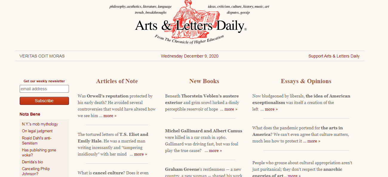 Art & Letters Daily Overview