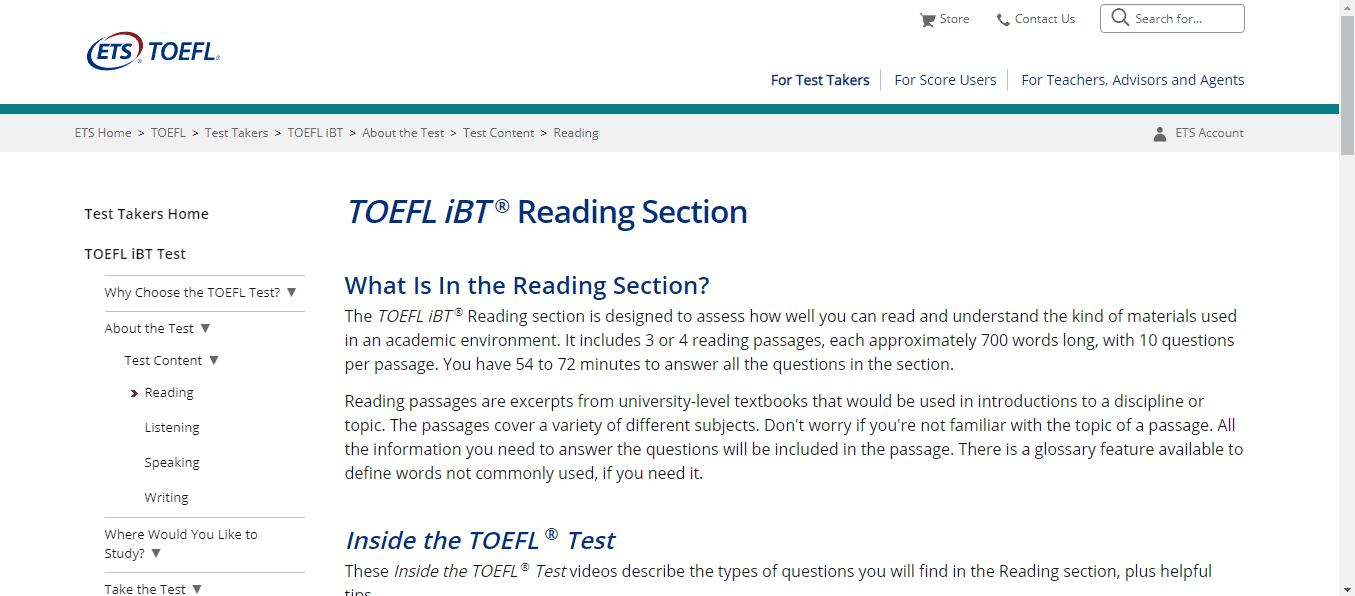 Reading Section - Best TOEFL Preparation 