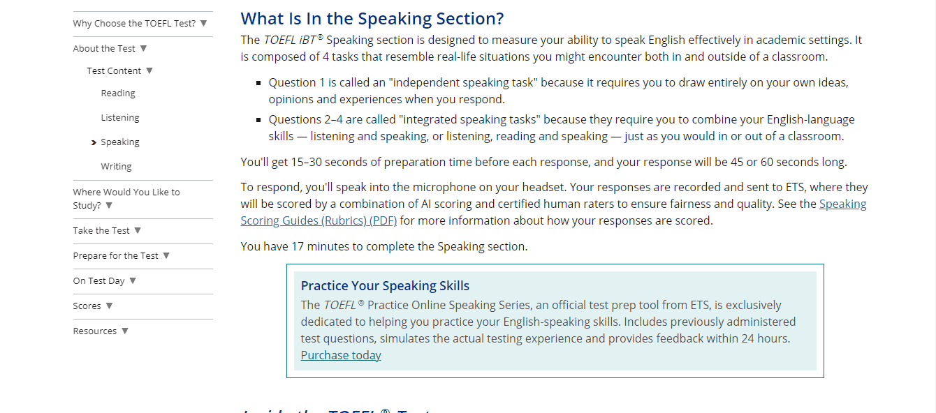 Speaking Section - Best TOEFL Preparation 