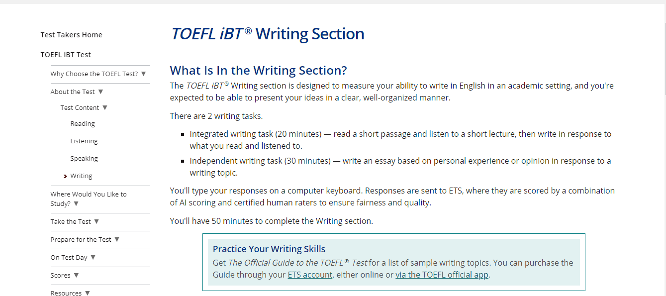 Writing Section - Best TOEFL Preparation 